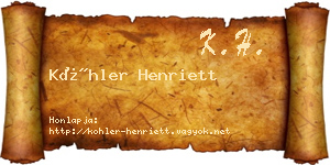 Köhler Henriett névjegykártya